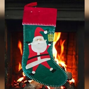 Santa Stocking - Festive Red and Green Santa Christmas Stocking
